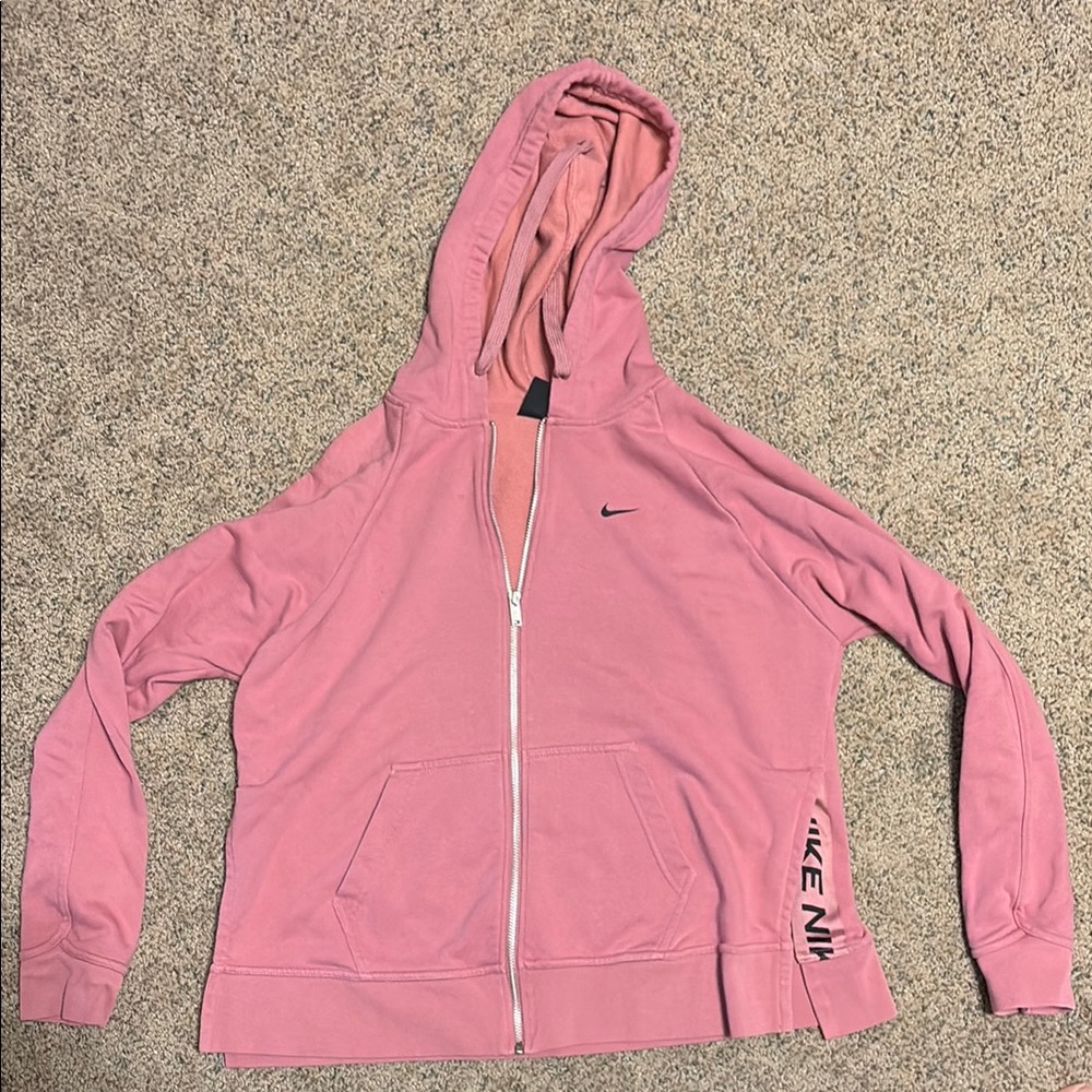 Nike Pink Oversized Zippered Hoodie